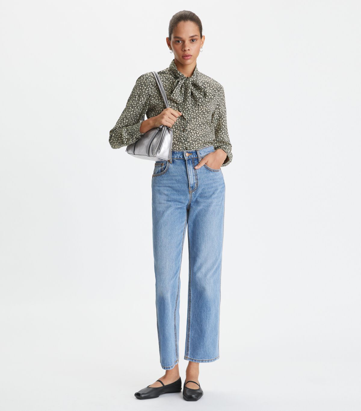 Tory Burch Black Ditsy Floral Blouse