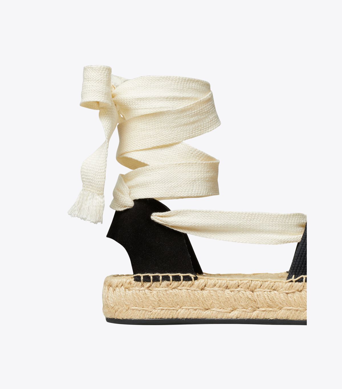 Tory Burch Black / Beige Ribbon Espadrille
