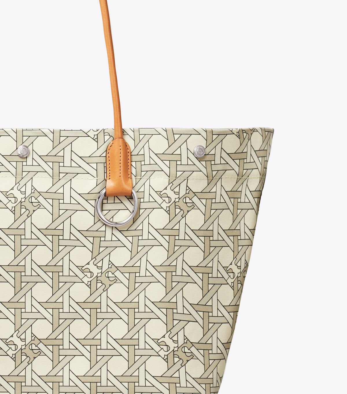Tory Burch White Canvas Basketweave Tote Bags