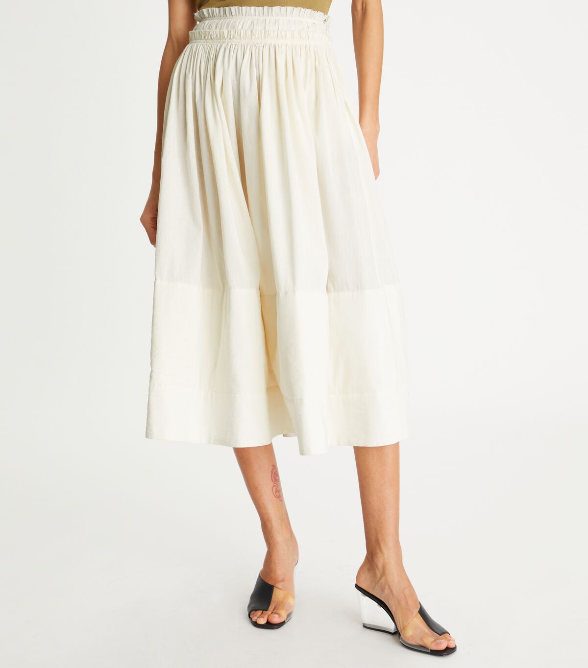 Tory Burch White Ruched Waist Skirts