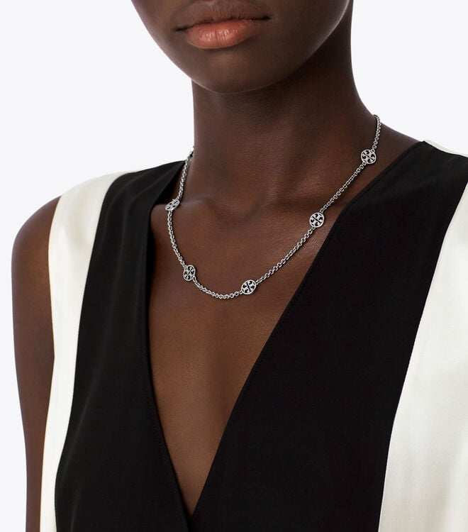 Tory Burch Silver Miller Delicate Necklace