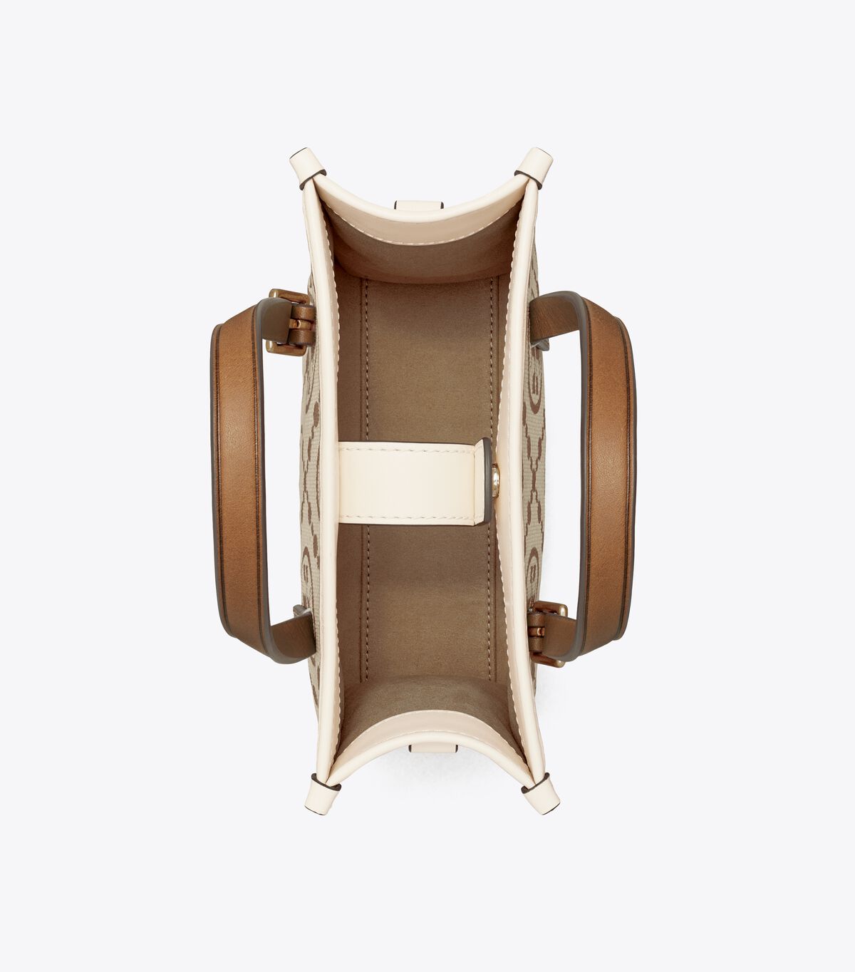 Tory Burch Brown / White Mini T Monogram Square Tote Bags