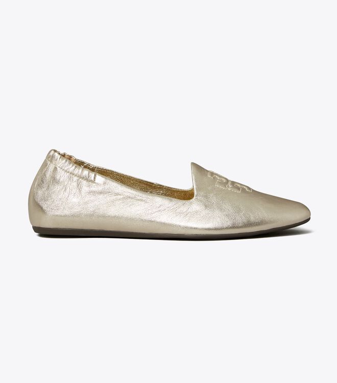 Tory Burch Gold Smoking Ballet Flats