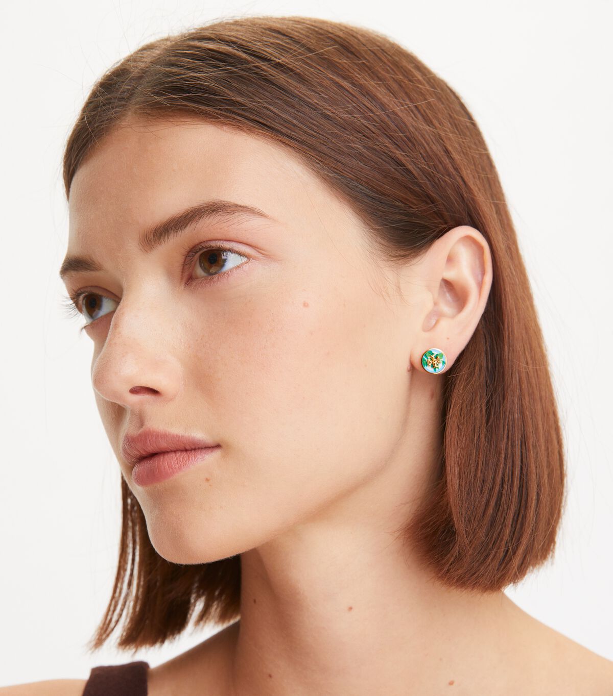 Tory Burch Gold Kira Enamel Printed Circle-stud Earrings