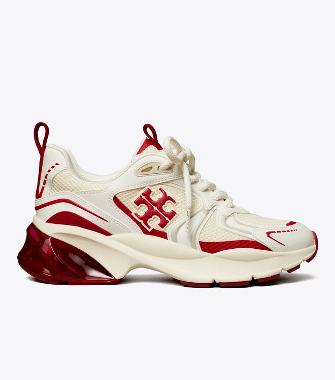 Tory Burch White / Red Good Luck Tech Sneakers