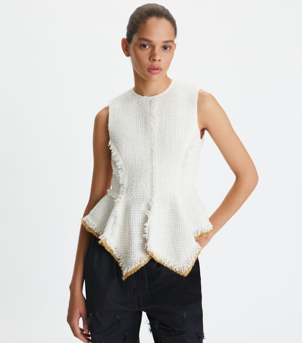 Tory Burch White Cotton Tweed Tops