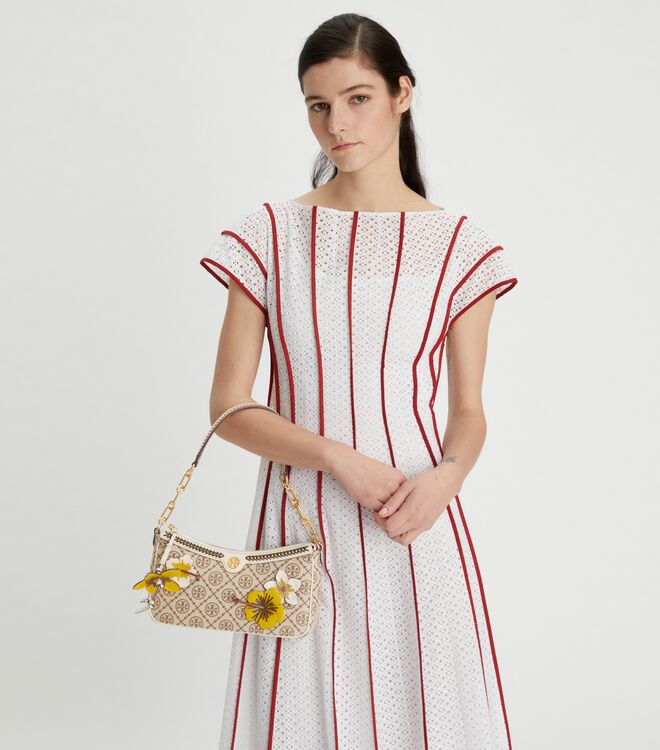 Tory Burch Brown T Monogram Braided Mini Bag