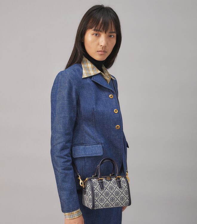 Tory Burch Navy Mini T Monogram Crossbody Bags