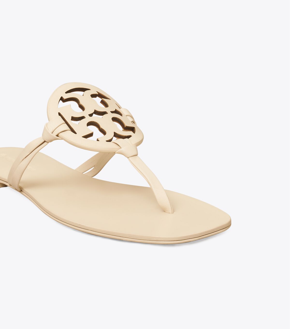 Tory Burch Cream Miller Square-toe Leather Sandals