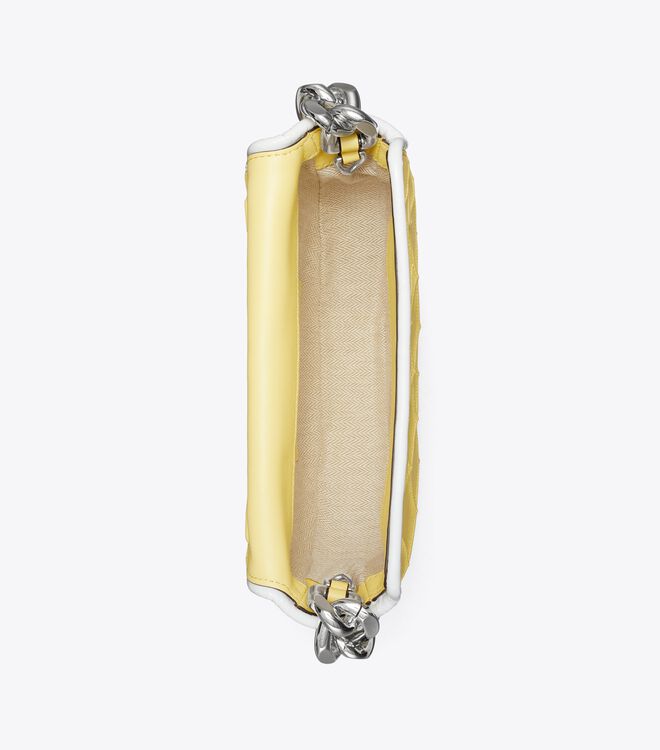 Tory Burch Lemon / White Mini Fleming Soft Patent Border Shoulder Bags