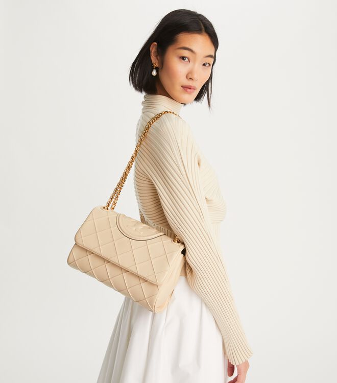 Tory Burch Cream Fleming Soft Convertible Shoulder Bags
