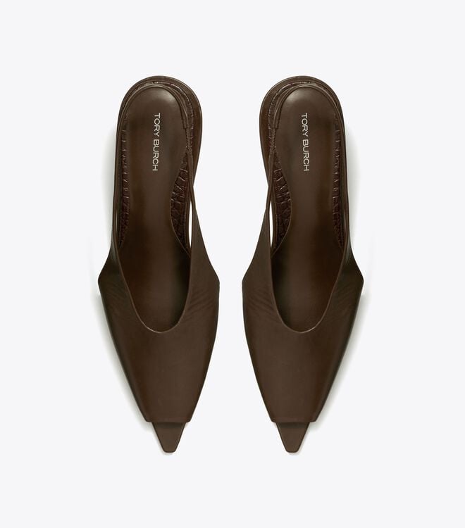 Tory Burch Chocolate Hidden Peep Toe Heels