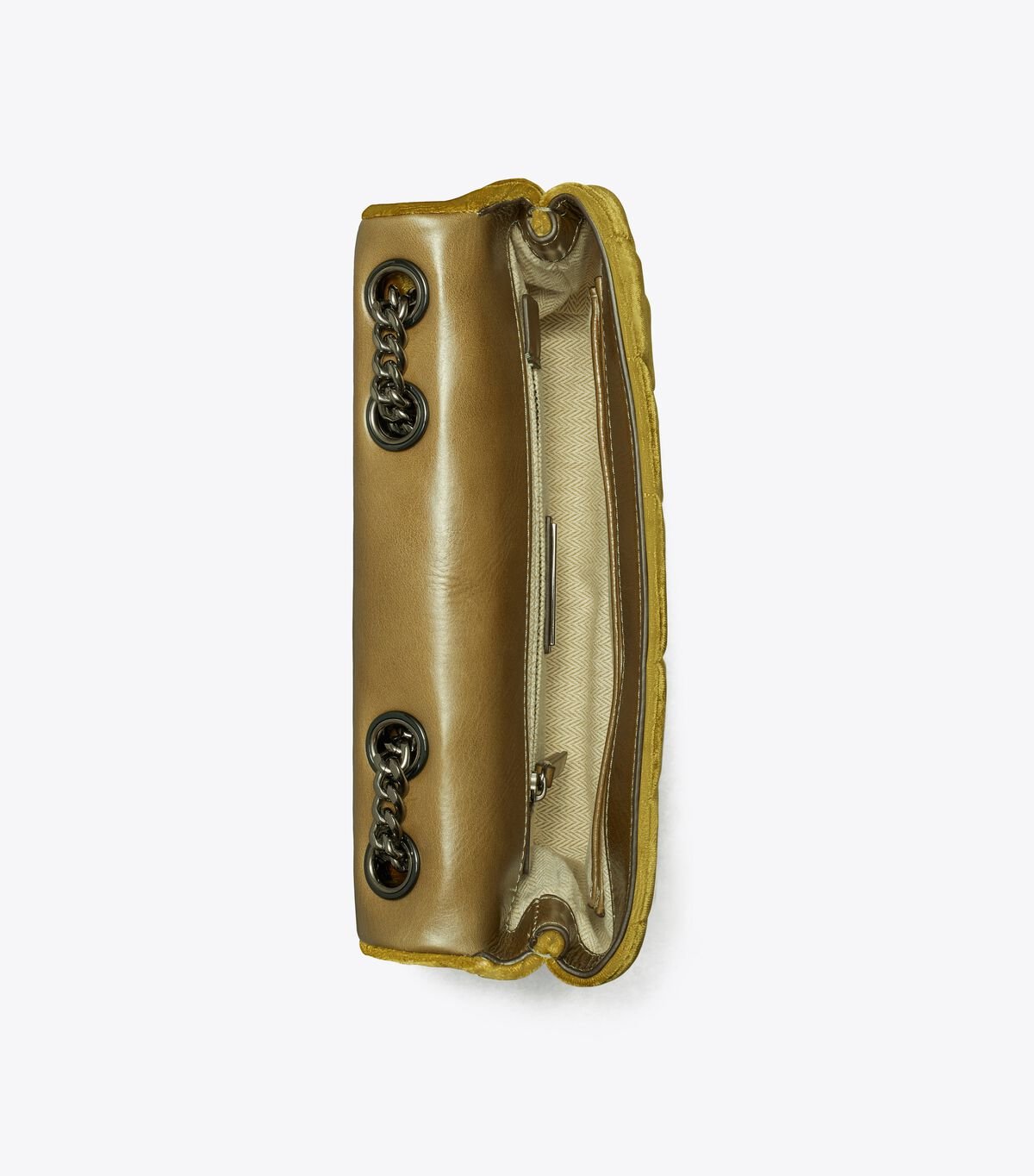 Tory Burch Dark Yellow Small Kira Velvet Convertible Shoulder Bags