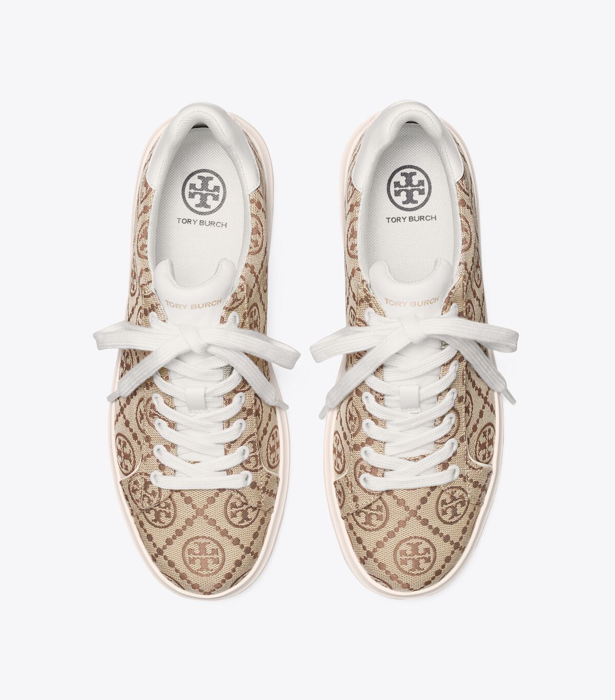 Tory Burch Brown / White T Monogram Howell Sneakers
