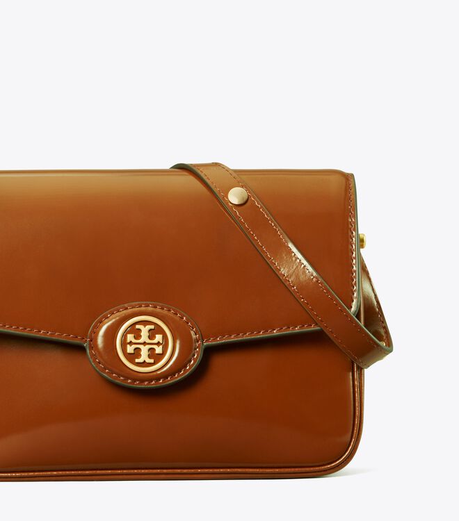 Tory Burch Brown Robinson Spazzolato Convertible Shoulder Bags