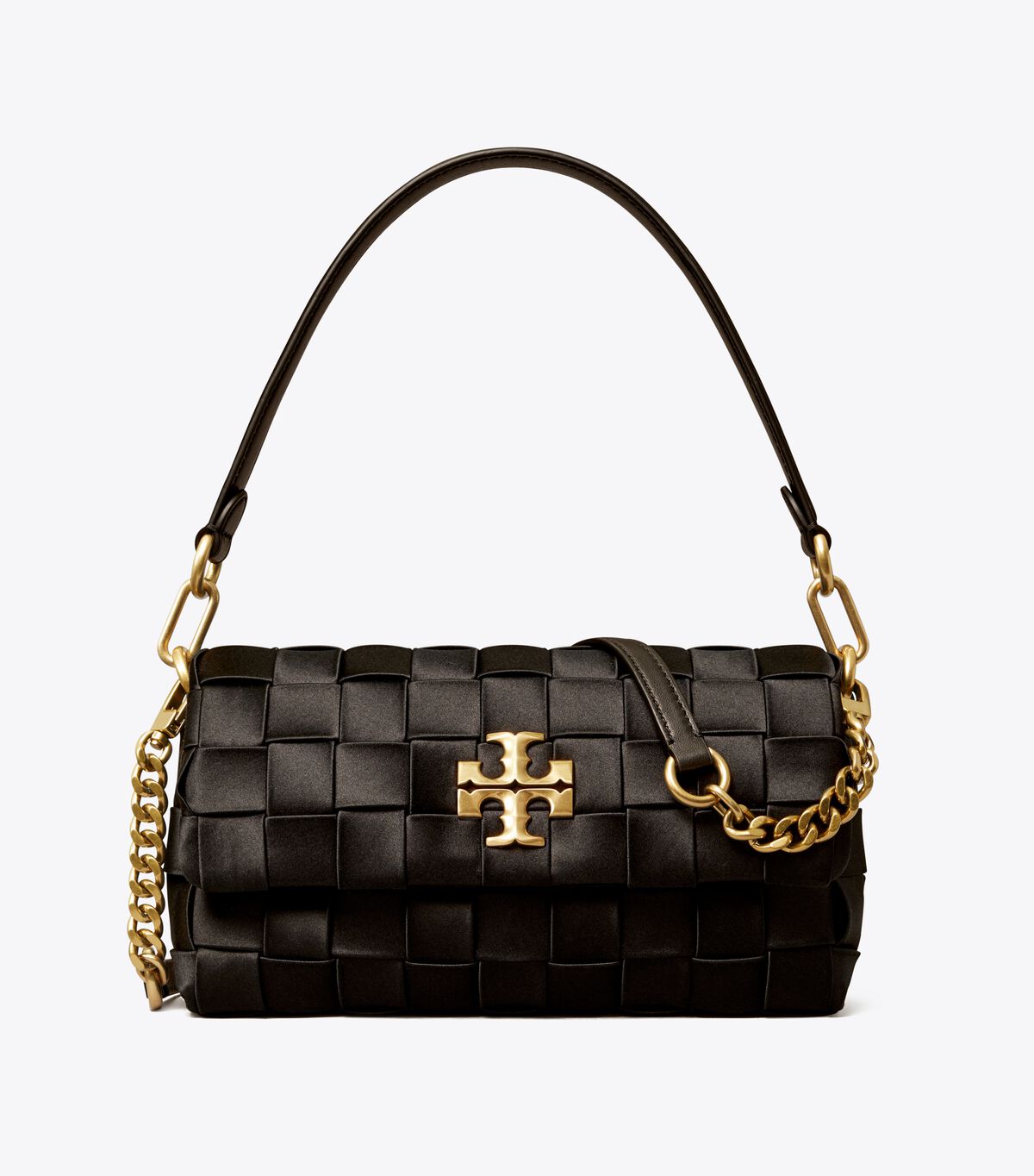 Tory Burch Black Small Kira Woven Flap Shoulder Bags