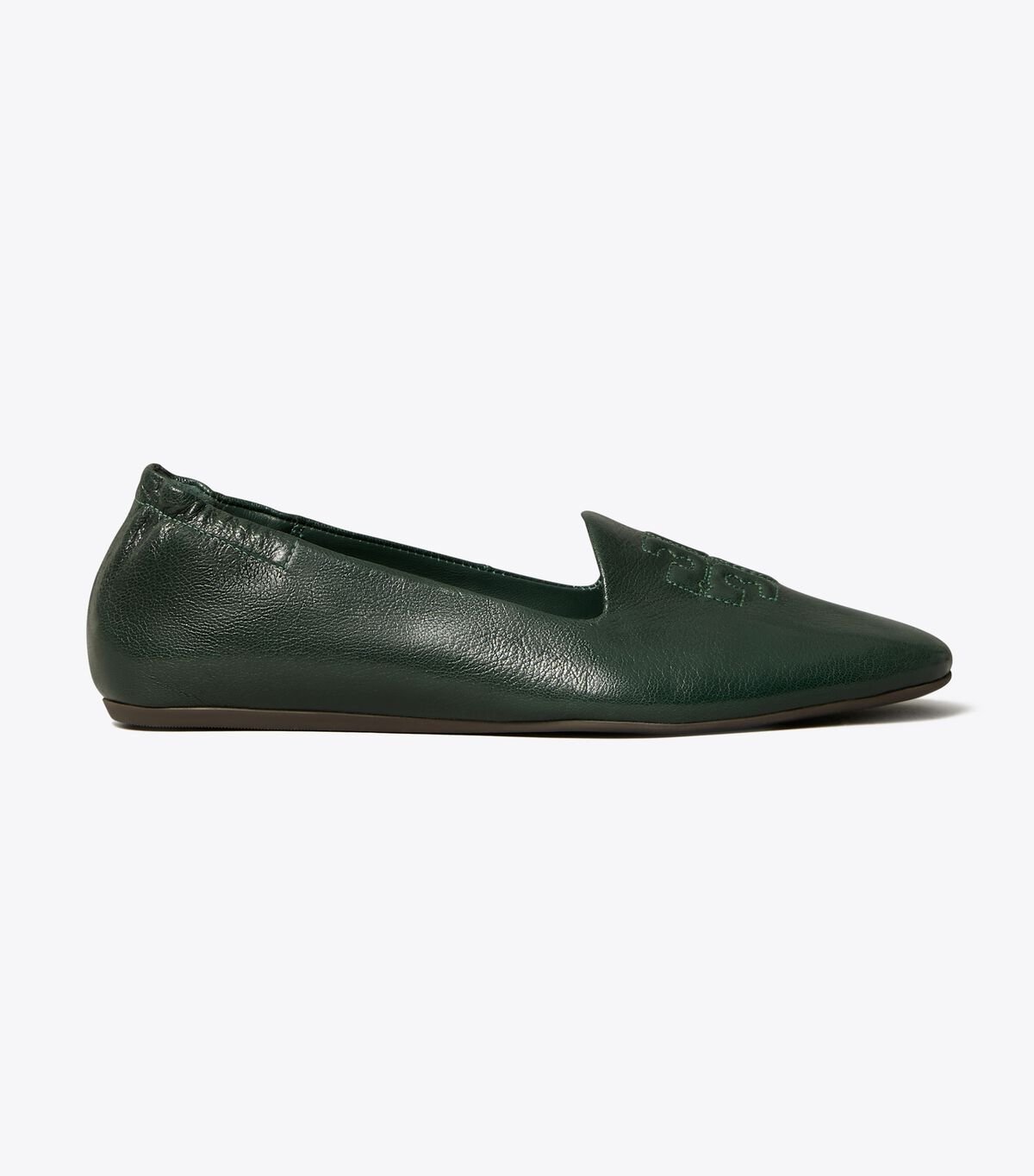 Tory Burch Dark Green Smoking Slippers