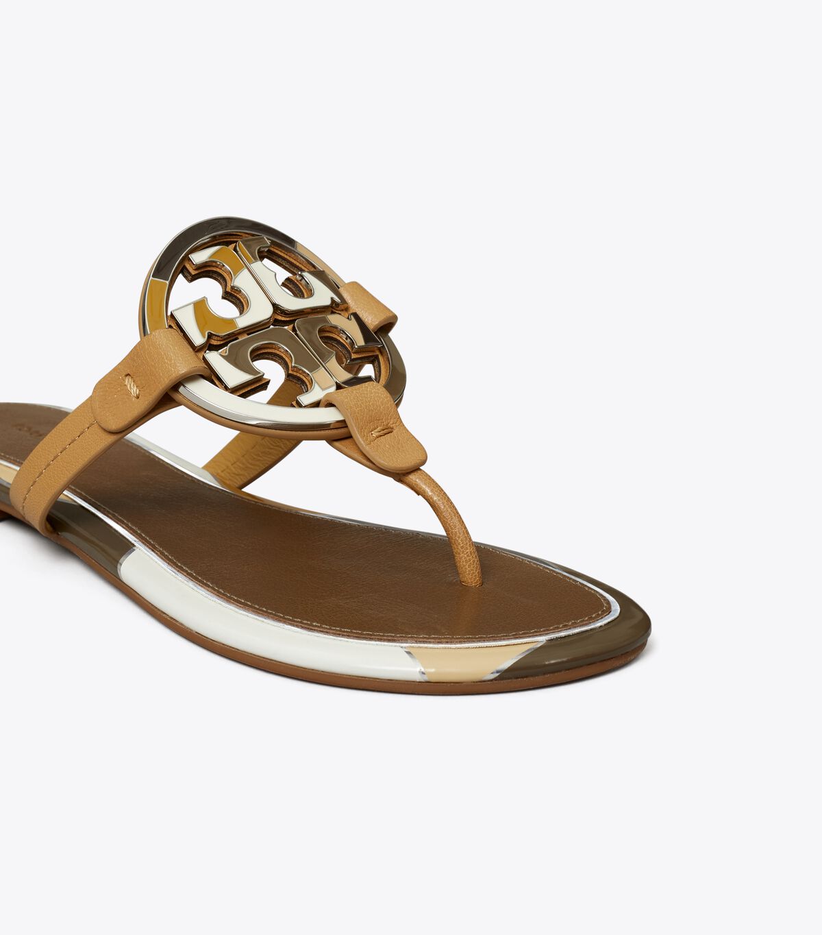 Tory Burch Brown Enamel Miller Sandals