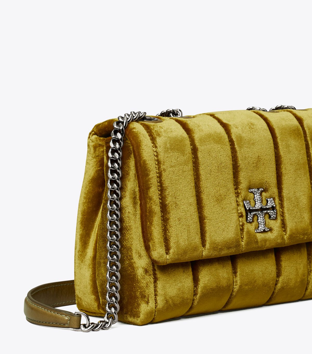 Tory Burch Dark Yellow Small Kira Velvet Convertible Shoulder Bags