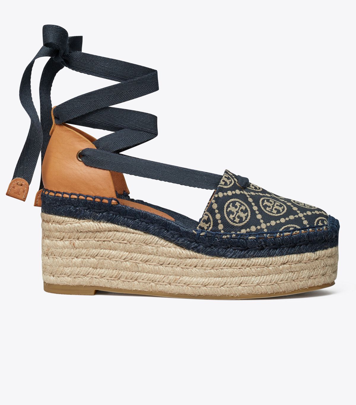Tory Burch Navy / Brown T Monogram Espadrille