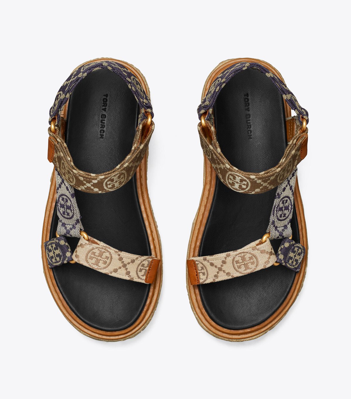 Tory Burch Navy T Monogram Rope Sandals