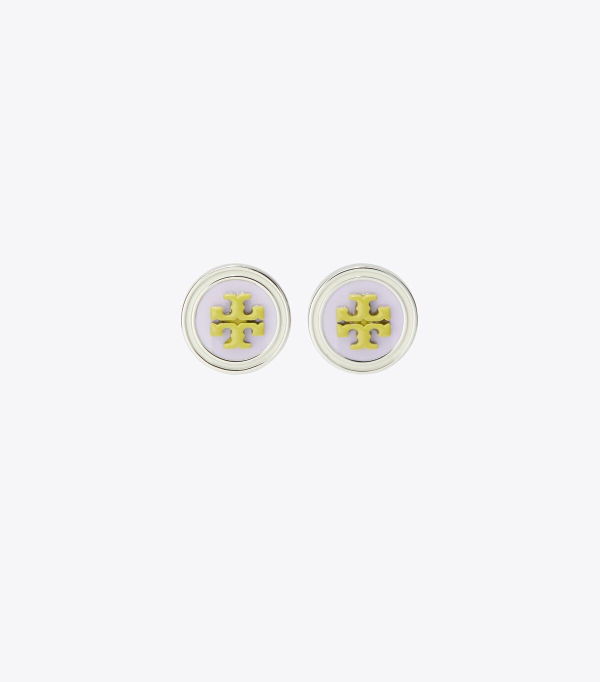 Tory Burch Silver / Purple / Green Kira Enamel Circle-stud Earrings