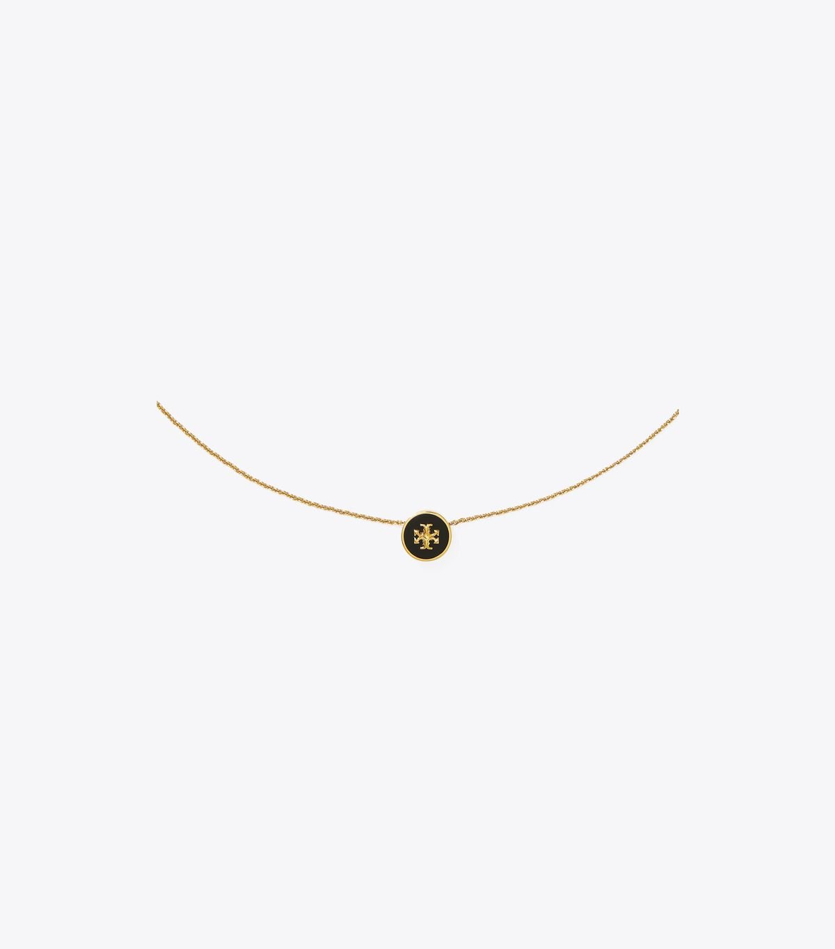 Tory Burch Gold / Black Kira Enamel Pendant Necklace