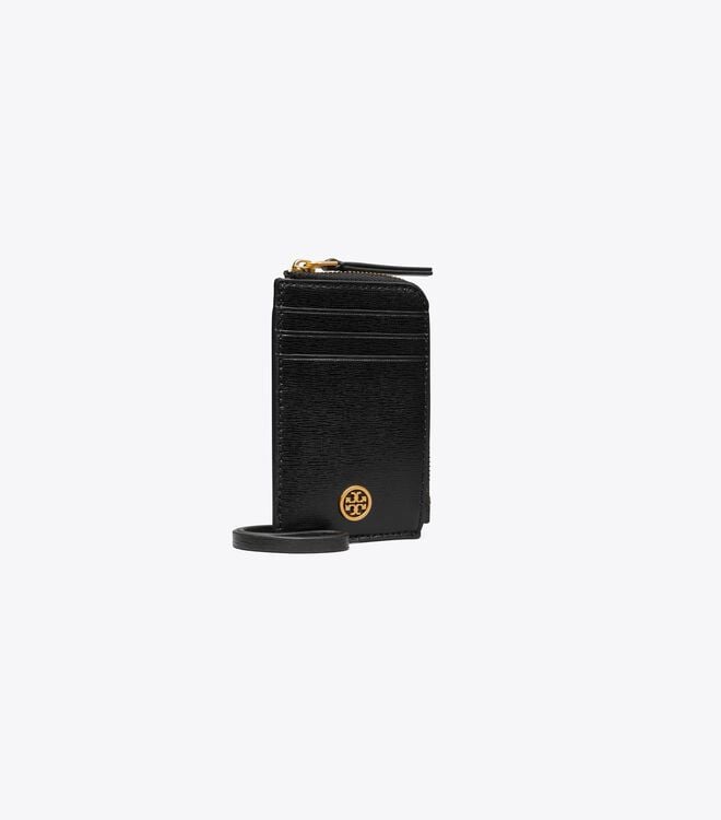 Tory Burch Black Robinson Lanyard Card Case