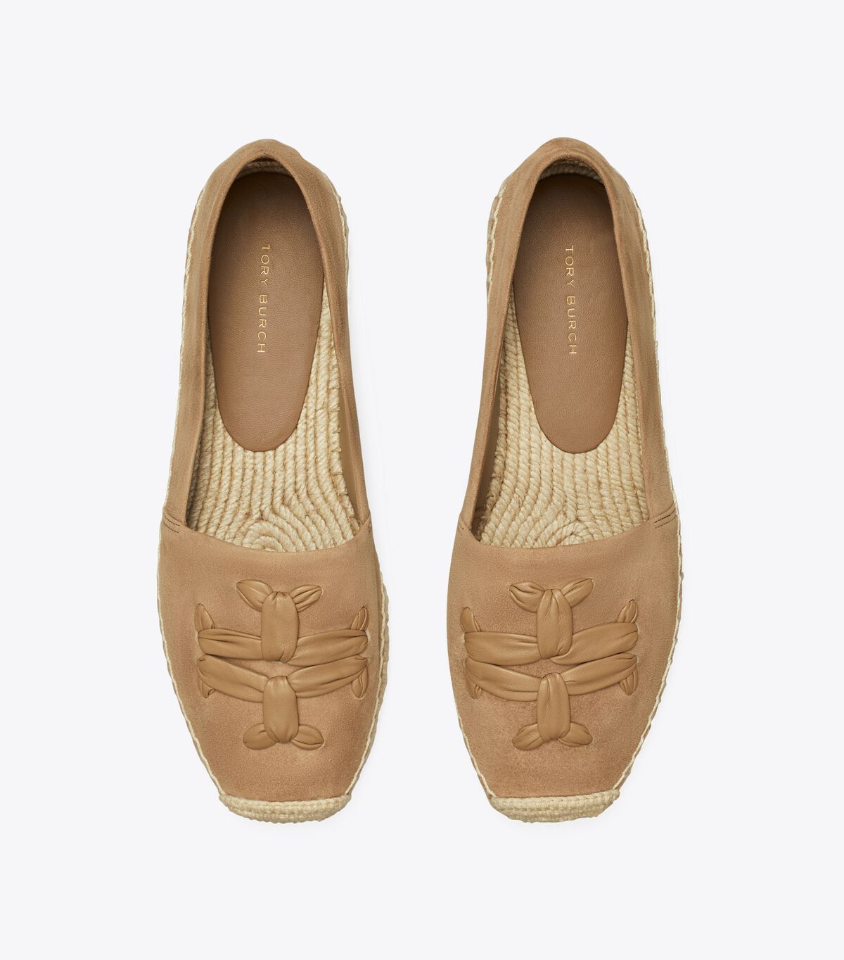 Tory Burch Khaki Woven Double T Aline Ballet Flats