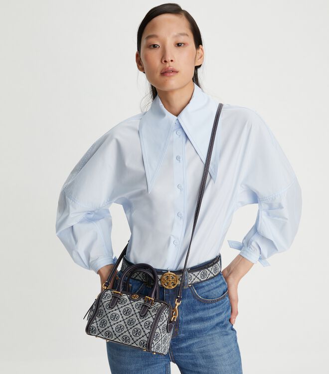Tory Burch Navy Mini T Monogram Crossbody Bags