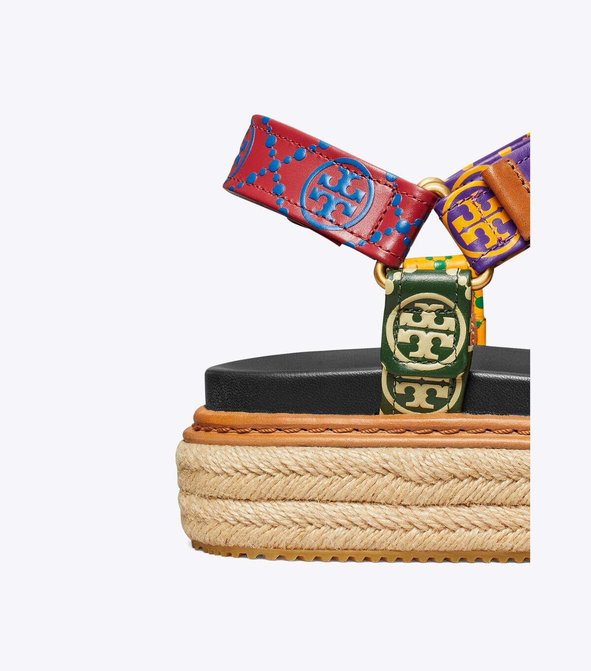 Tory Burch Brown T Monogram Rope Sandals