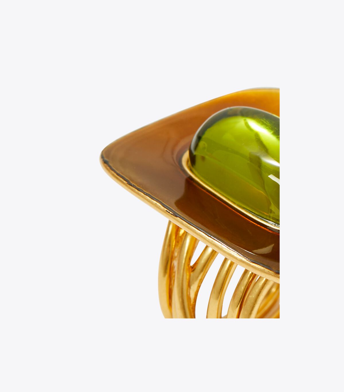 Tory Burch Brown Light Gold / Green Glass Ring