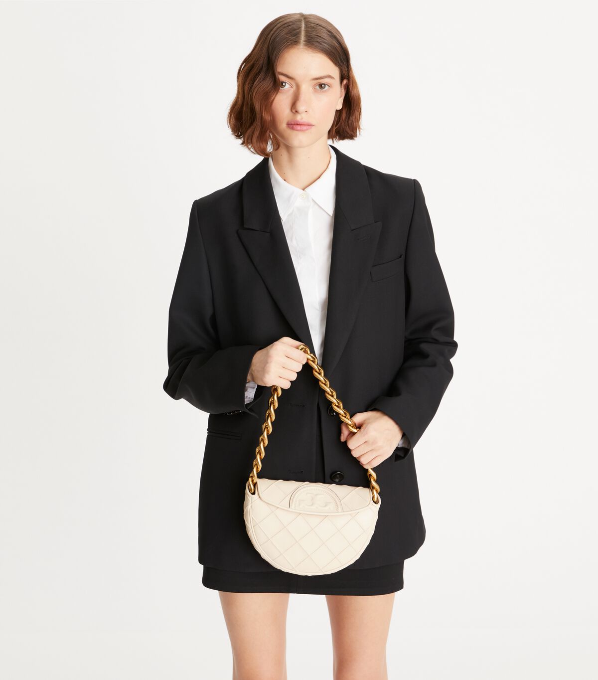 Tory Burch Cream Mini Fleming Soft Shoulder Bags