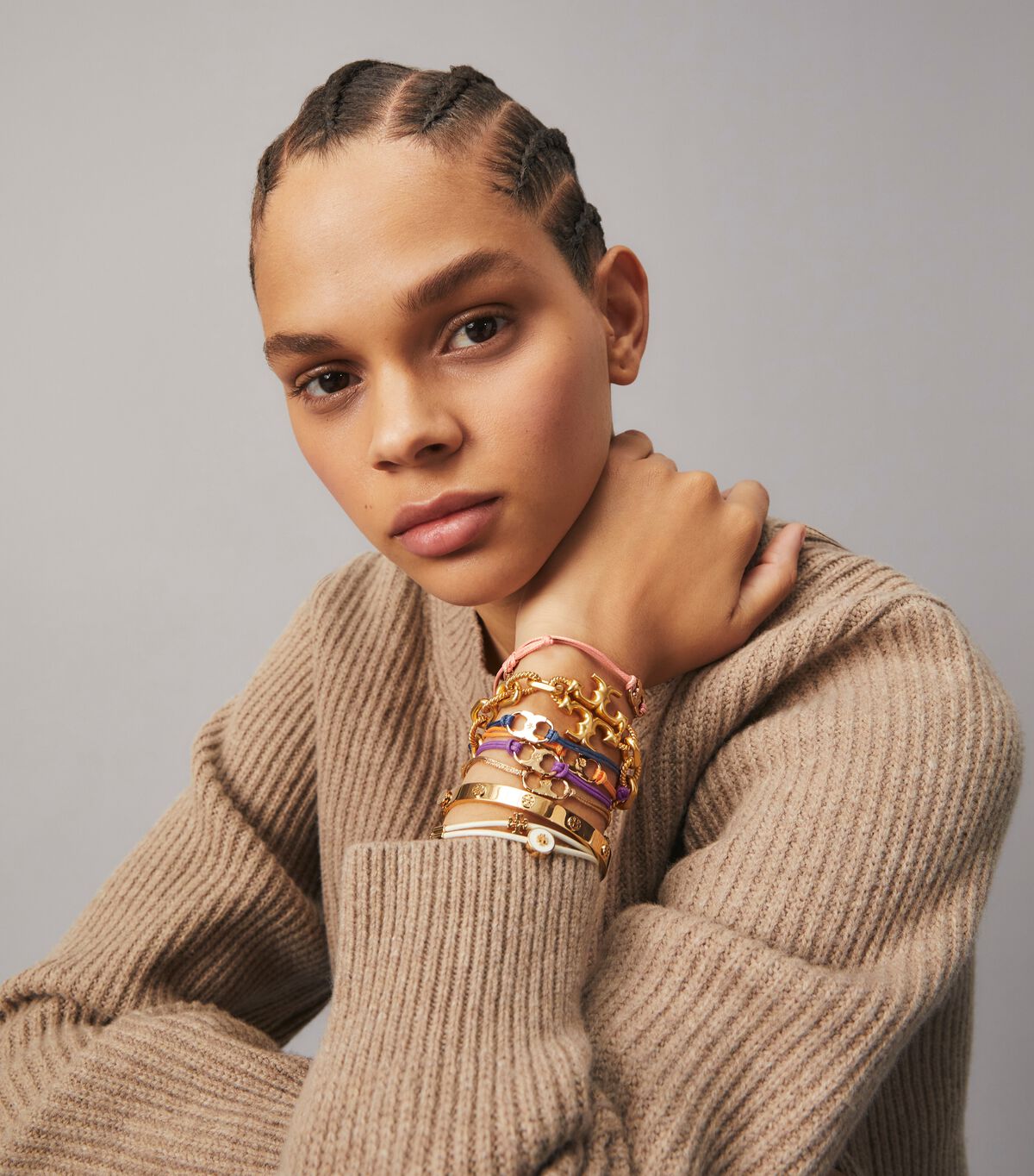 Tory Burch Rose Gold Miller Stud Hinge 7mm Bracelet