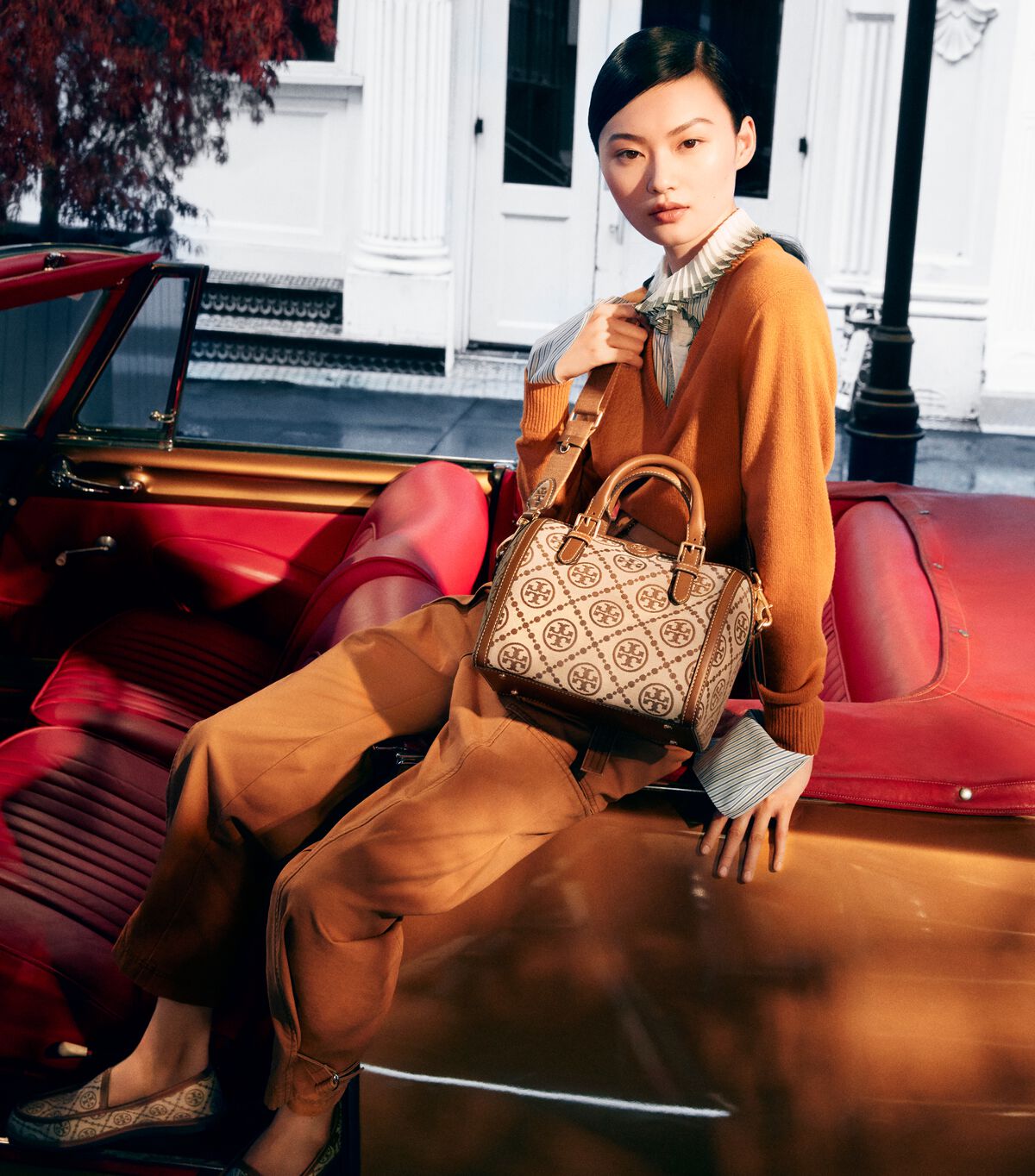 Tory Burch Brown T Monogram Satchel Bags