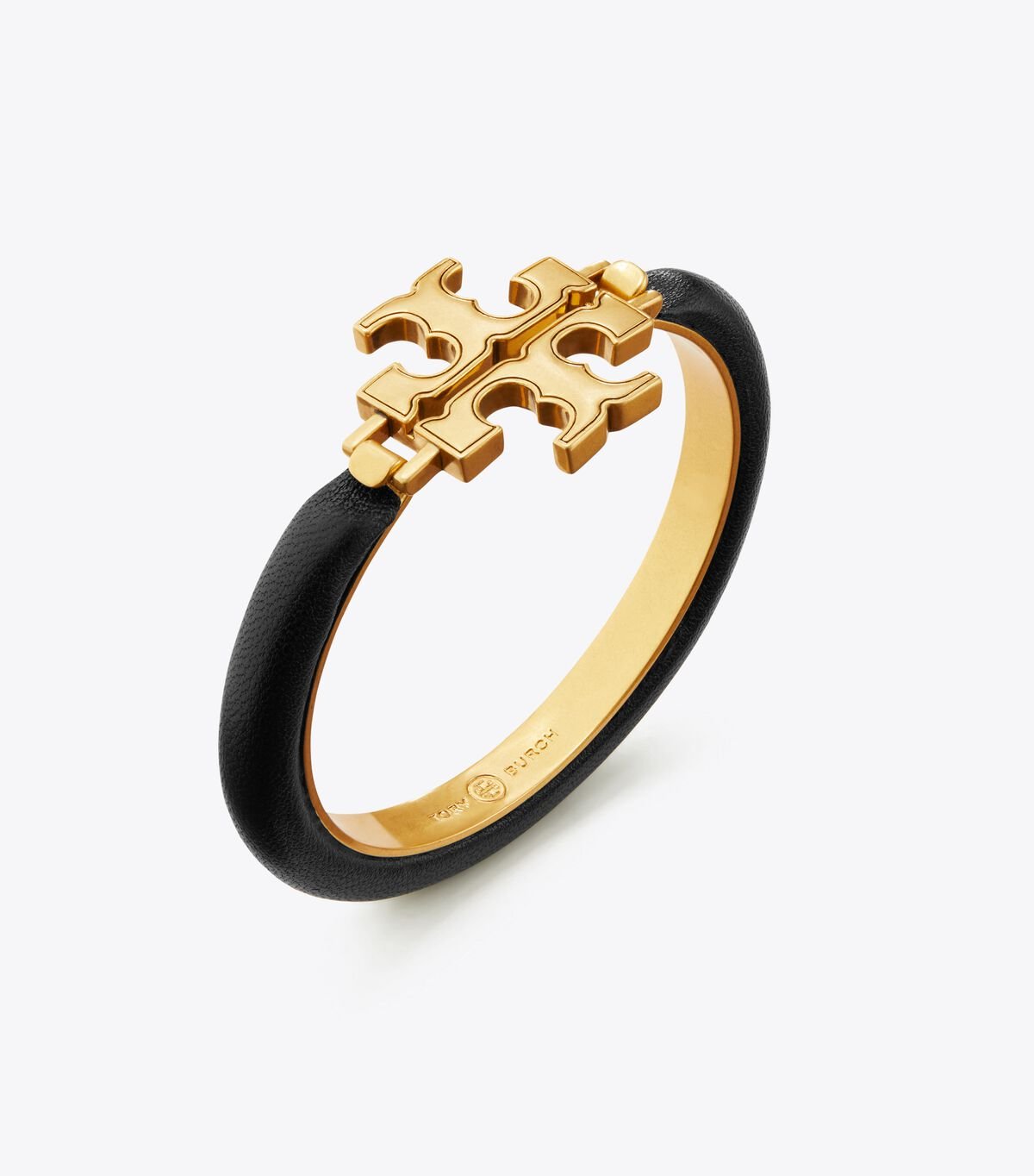 Tory Burch Gold / Black Eleanor Leather Hinged Bracelet