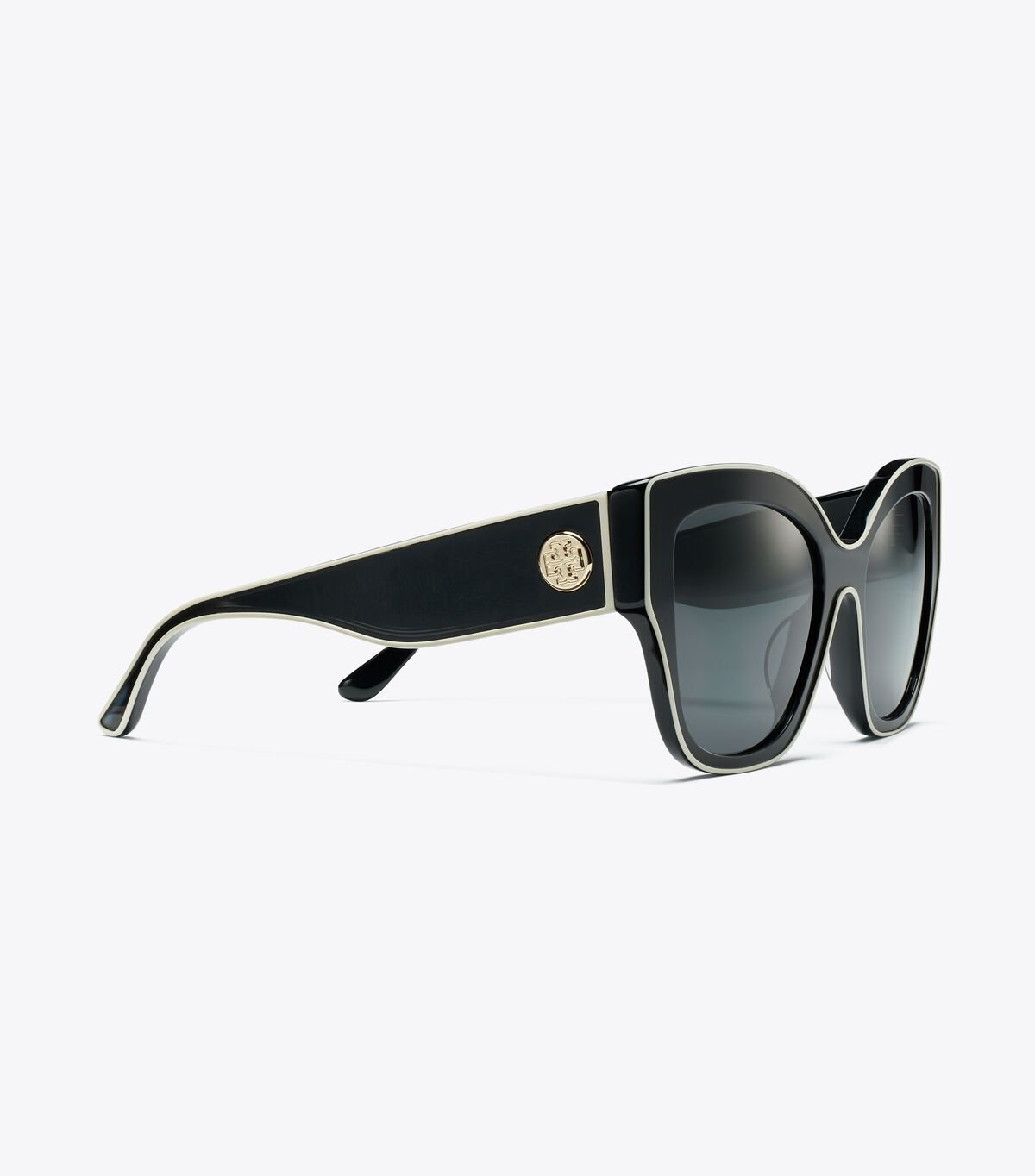 Tory Burch Black White / Grey Oversized Cat-eye Sunglasses