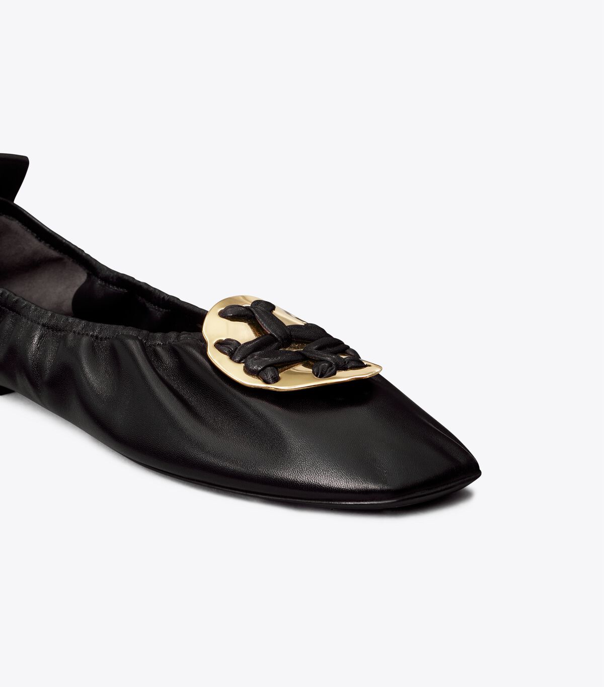 Tory Burch Black Woven Double T Ballet Flats