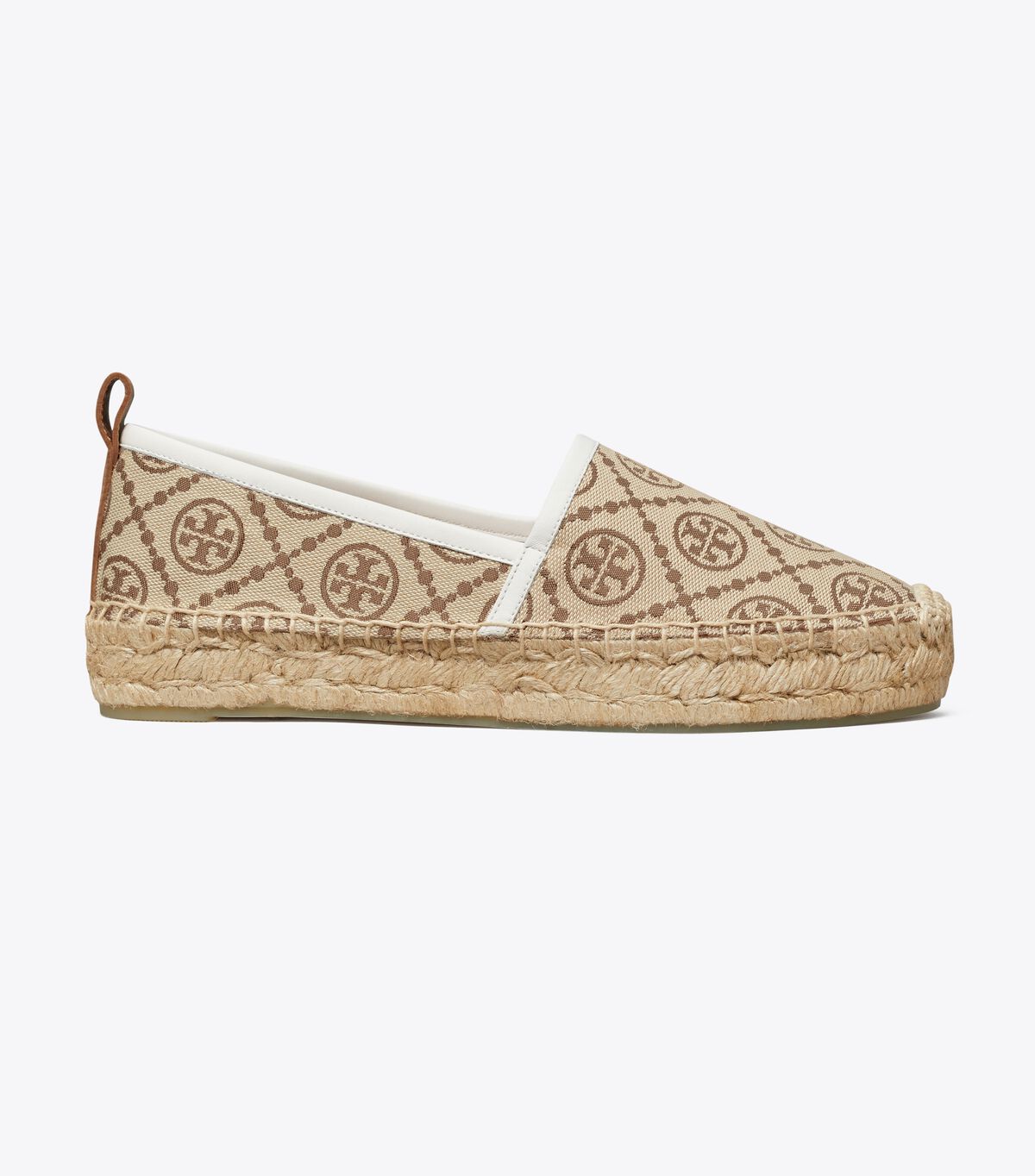 Tory Burch Brown / White T Monogram Platform Espadrille