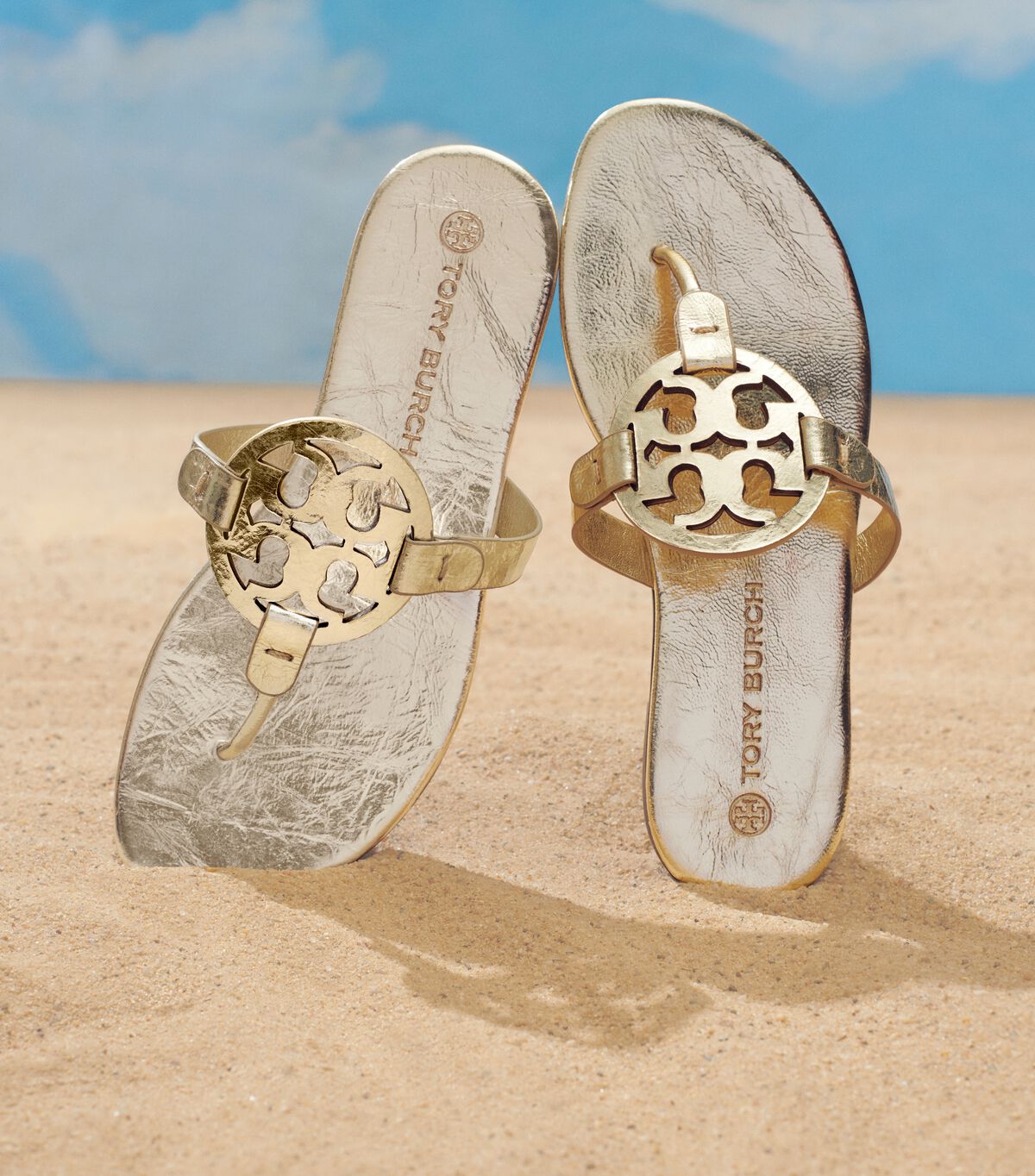 Tory Burch Gold Miller Soft Leather Sandals