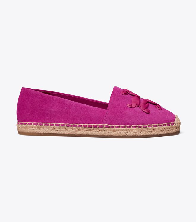 Tory Burch Fuchsia Woven Double T Aline Espadrille