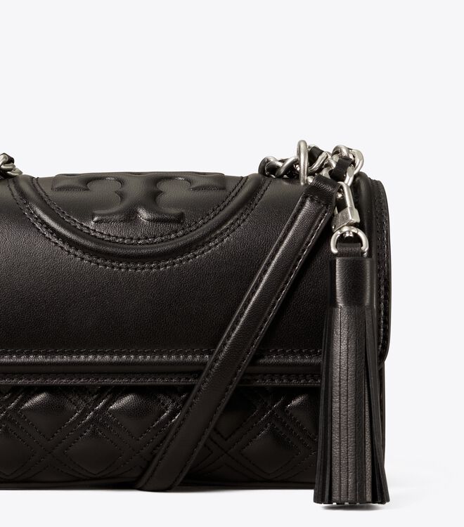Tory Burch Black / Silver Small Fleming Convertible Shoulder Bags