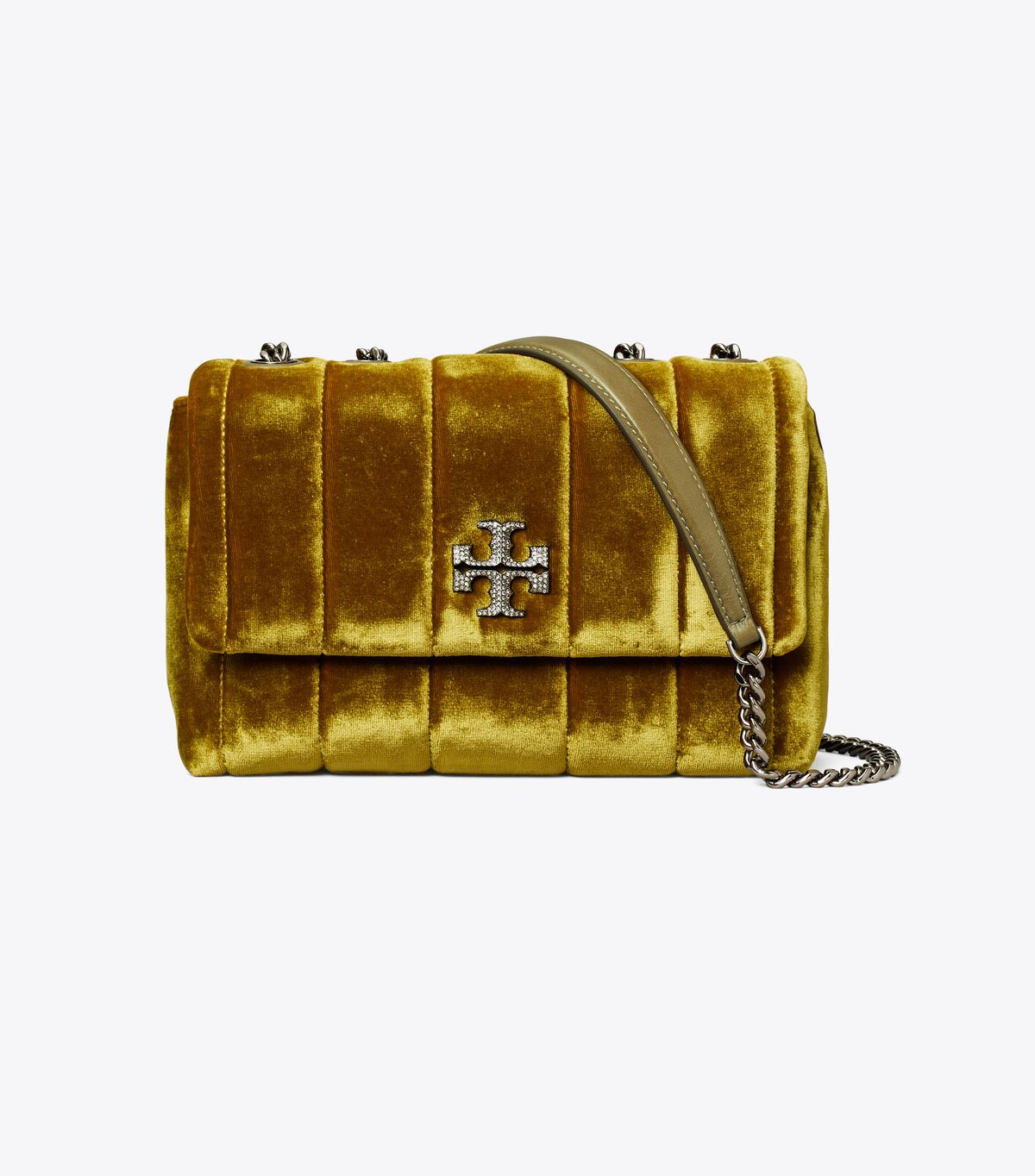 Tory Burch Dark Yellow Small Kira Velvet Convertible Shoulder Bags