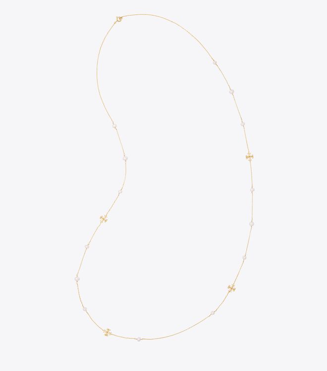 Tory Burch Gold Kira Pearl Delicate Long Necklace