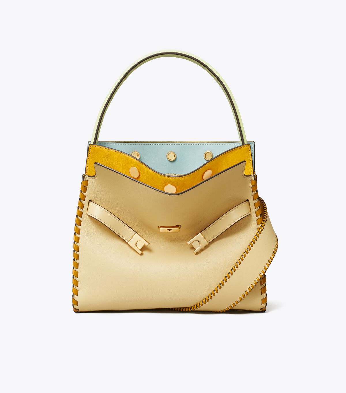 Tory Burch Beige Small Lee Radziwill Whipstitch Crossbody Bags
