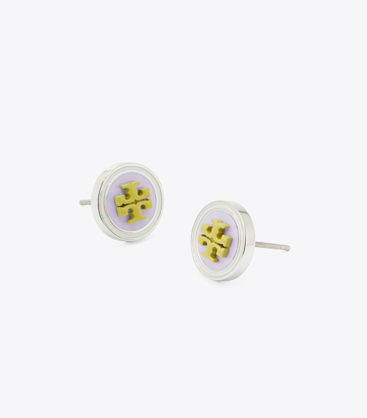 Tory Burch Silver / Purple / Green Kira Enamel Circle-stud Earrings