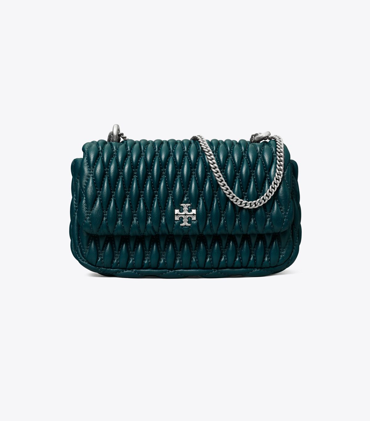 Tory Burch Dark Turquoise Mini Kira Ruched Shoulder Bags