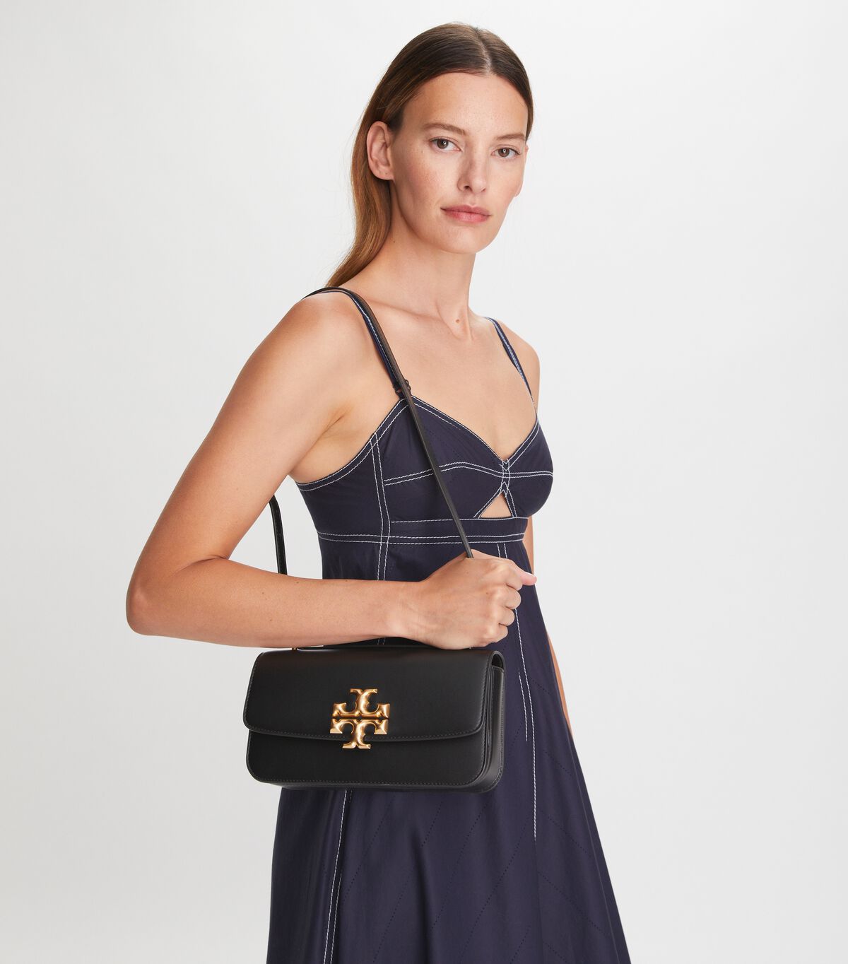 Tory Burch Black Small Eleanor Rectangular Shoulder Bags