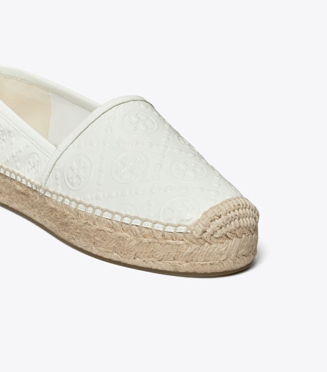 Tory Burch White T Monogram Platform Ballet Flats