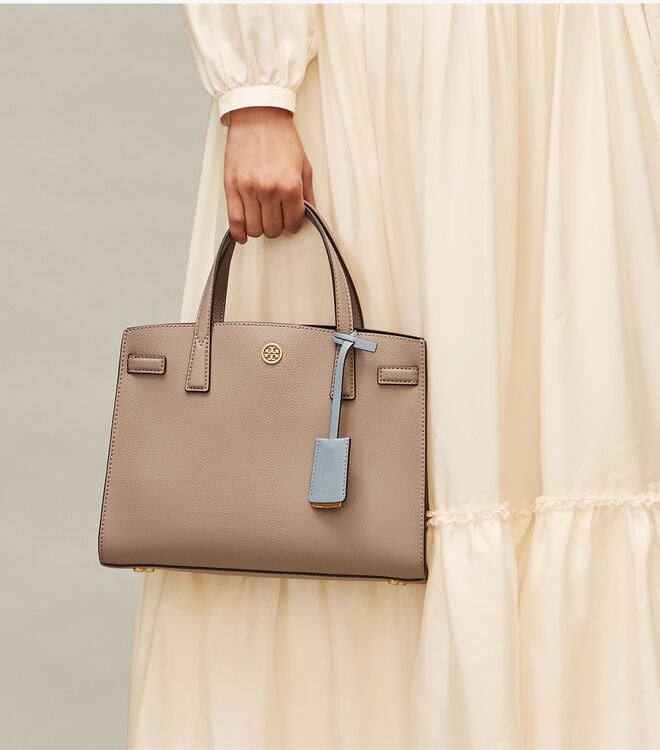 Tory Burch Grey Small Walker Satchel Bags